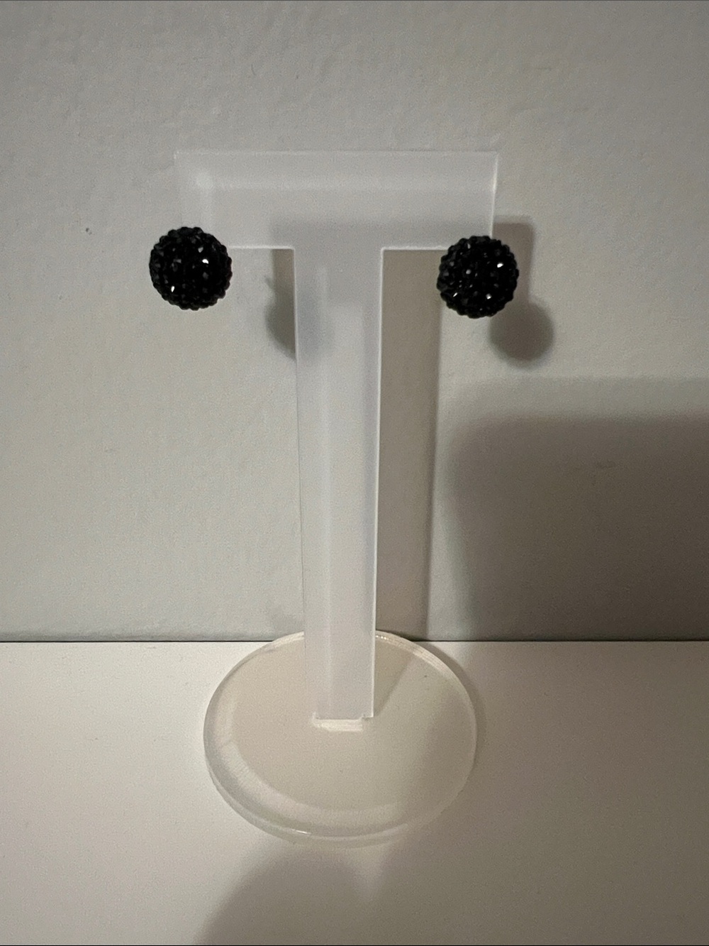 Black Crystal Ball Stud Earrings